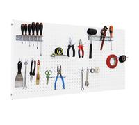 Simon Rack Panneau Mural Perforé Porte Outils, Jeu de 17 crochets, 900x400 mm, Bianco - Simonwork