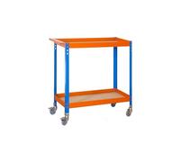 Simon Rack Wagon Chariot à outils pour atelier, banc de travail, capacité de charge 75 kg, 1030 x 900 x 400 mm, bleu/orange/bois