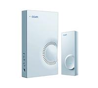 SIMON Sonnette sans fil Coati, Sonnette extérieure et intérieure, longue portée, interphone sans fil avec bouton-poussoir, pour porte de maison, transmission maximale 100 m, Blanc