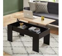 SIMON Table basse avec plateau relevable - décor bois et noir - L100cm