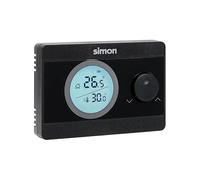 Simon Thermostat numérique on/Off, Compatible avec Les systèmes de Chauffage et de climatisation, 5 °C et 30 °C, écran rétroéclairé, contrôle Simple en Surface, Noir