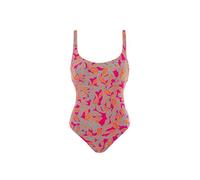 Simone Perele - Maillot de Bain 1 Pièce avec Armatures Cachées - Maillot de Bain Femme Confortable et Élégant - Idéal Grande Taille et Poitrine Généreuse - Imprimé Rose Ménara