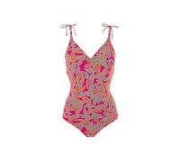 Simone Perele - Maillot de Bain 1 Pièce sans Armature - Maillot de Bain Femme Confortable avec Bonnets Mousse - Dos Echancré - Idéal Grande Taille - Imprimé Rose Ménara