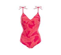 Simone Perele - Maillot de Bain 1 Pièce sans Armature - Maillot de Bain Femme Confortable avec Bonnets Mousse - Dos Echancré - Idéal Grande Taille - Imprimé Bright Rose