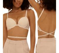 Simone Perele - Soutien Gorge Dos Nu Invisible avec Armatures - Lingerie Modulable pour Robe Dos Nu Plongeant, Bretelle Soutien Gorge Transparente Incluse - Coloris Naturel