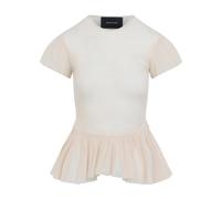 Simone Rocha - Sheer Ballet Peplum Top - Femme - Tops - Beige - Taille: 36 FR