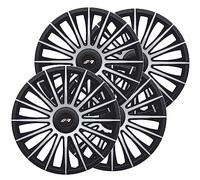 Simoni Racing AUS/15 Lot de 4 enjoliveurs universels Austin Silver Black de 15 Pouces, enjoliveurs de Voiture Gris et Noir