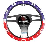 Simoni Racing – Couvre‑volant Clock – Éco‑cuir Rouge/Blanc/Bleu – 37–39 cm