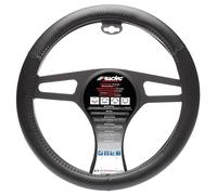 Simoni Racing Couvre-Volant Inox - Eco-Cuir Noir/Aspect Carbone - 37-39cm