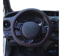 Simoni Racing Couvre-Volant Soft Skin - Eco-Cuir Noir + Couture Rouge - 37-39cm