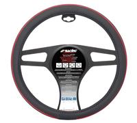 Simoni Racing Couvre-Volant Speed - Eco-Cuir Noir + Couture Rouge - 37-39cm
