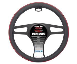 Simoni Racing Couvre-Volant Speed - Eco-Cuir Noir + Couture Rouge - 37-39cm