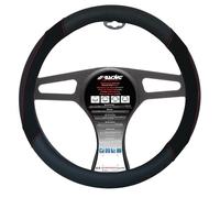 Simoni Racing CVT/59N Housse de volant noir | Eco-Cuir Noir + Couture Rouge