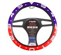 Simoni Racing Couvre-Volant Clock - Eco-Cuir Rouge/Blanc/Bleu - 37-39cm