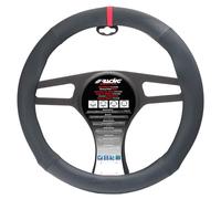 Simoni Racing CVT/72 Housse de Volant Universelle en Cuir synthétique Noir Inserts Rouges et Carbone Look, diamètre 37-39 cm