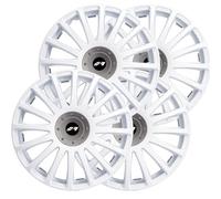 Simoni Racing GP/14W Lot de 4 enjoliveurs Grand Prix White 14 Pouces, enjoliveurs Auto Blancs et Silver