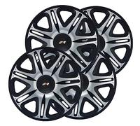 Simoni Racing NAS/15SB Lot de 4 enjoliveurs universels Nascar Silver Black 15 Pouces, enjoliveurs de Voiture Noir et Gris argenté