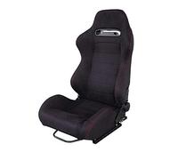Simoni Racing Siège Baquet Miky - Noir + Piqûres Rouges - Réglable des Deux Côtés - in lissières