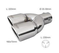 Simoni Racing Embout d'Échappement à gauche Rond Double/Oblique Inox - Ø70xL220mm - Montage ->58mm