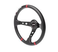 Simoni Racing Volant Universel Gravel - Eco-Cuir Noir/Rouge - Diamètre 350mm
