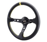 Simoni Racing Volant Universel Speciale - Diamètre 350mm | Eco-Cuir Noir/Jaune