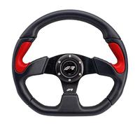 Simoni Racing Volant Universel X2 Poly Pelle - Eco-Cuir Noir/Rouge - Diamètre 330mm