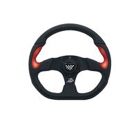 Simoni Racing Volant Universel X2 Poly Pelle - Eco-Cuir Noir/Rouge - Diamètre 330mm