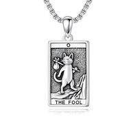SIMONLY Collier en argent sterling 925 avec pendentif carte de tarot gothique pour homme, Argent sterling, Pas de pierre précieuse