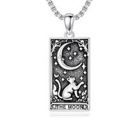 SIMONLY Collier en argent sterling 925 avec pendentif carte de tarot gothique pour homme, Argent sterling, Pas de pierre précieuse