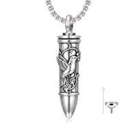 SIMONLY Collier urne en forme de balle pour cendres en argent sterling 925 avec pendentif en forme d'animal, ailes d'ange, animal de compagnie, Jésus, Moyen, Argent sterling, Pas de pierre précieuse