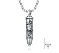 SIMONLY Collier urne en forme de balle pour cendres en argent sterling 925 avec pendentif en forme de balle de loup/ailes d'ange/tigre, bijou de crémation pour homme, Argent sterling, Pas de pierre