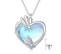 SIMONLY Collier urne pour cendres humaines en argent sterling 925 - Colibri/libellule/papillon de lune - Pierre de lune - Bijou commémoratif pour femme, homme, maman, Argent sterling, Non