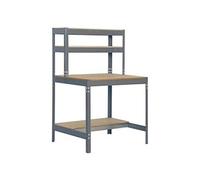 SimonRack Établi d'atelier BT1 – 600 kg, 1445×1210×610 mm, 3 étagères, Gris/Bois