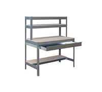 Simonrack Établi d'atelier BT1 – 600 kg, 1445x1510x760 mm, 3 étagères & tiroir, Gris/Bois