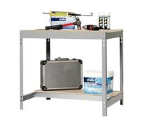 SimonRack Banc de travail Atelier, capacité charge 600 kg, 842 x 1510 x 610 mm, table de travail, gris/bois - BT0