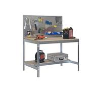 Etabli atelier Bois Métal avec panneau porte outils 1440x1200x600mm galva 2 niveaux agglo 600kg en kit (BT-2 1200)