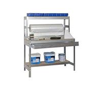 Etabli Table d'Emballage avec tiroir de rangement 1440x1200x750mm galva 2 niveaux agglo 600kg en kit (BT-4 BOX 1200)