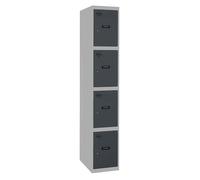SimonRack Casier Vestiaire Metallique, 4 Portes, Comprend la Clé, 1800x400x500 mm, Gris/Anthracite - Simonlocker