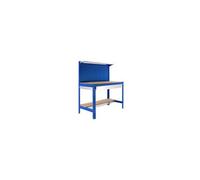 Simon Rack Etabli d’Atelier, Capacité de Charge 400 kg, 1445x910x610 mm, Panneau Perforé avec 1 Étagère, Étagère Tiroir de Rangement, Table de Travail Bricolage, Bleu/Bois - BT3