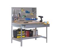 SimonRack - Etabli avec tiroir et panneau mural 1440x1200x600mm - BT-2 BOX 1200 GALVA/BOIS Bois G