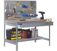 SimonRack – Établi BT-2 BOX 1200 – 1440x1200x600 mm, tiroir et panneau mural, 600 kg, Galvanisé/Bois