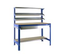 SimonRack Etabli d’Atelier, Capacité de Charge 400 kg, 1445x910x610 mm, 3 Étagères, Étagère Tiroir de Rangement, Table de Travail Bricolage, Bleu/Bois - BT1