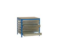 SimonRack Etabli d’Atelier, Capacité de Charge 400 kg, 842x910x610 mm, Étagère Tiroirs de Rangement, Table de Travail Bricolage, Bleu/Bois - BT5