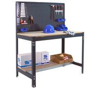Kit établi Bricolage - 1445x1210x610 - 2 niveaux Anthracite/Bois - SIMON RACK - 8425437138164