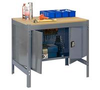 SimonRack Etabli d’Atelier, Capacité de Charge 600 kg, 842x1210x760 mm, Aromire avec Étagère, Table de Travail Bricolage, Gris/Bois - BT0