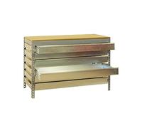 SimonRack Etabli d’Atelier, Capacité de Charge 600 kg, 842x1210x760 mm, Étagère Tiroirs de Rangement, Table de Travail Bricolage, Gris/Bois - BT5