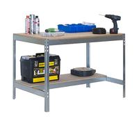 SimonRack Etabli d’Atelier, Capacité de Charge 600 kg, 842x1510x760 mm, Table de Travail Bricolage, Galvanisé/Bois - BT0