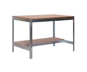 SimonRack Etabli d’Atelier, Capacité de Charge 600 kg, 842x1510x760 mm, Table de Travail Bricolage, Galvanisé/Bois - BT0