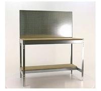 Simonrack – Établi galvanisé SIMONWORK BT2 1500 – 1445×1510×610 mm, 600 kg, panneau perforé, bois