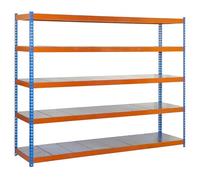 SimonRack Étagère Charge Lourde, 5 Niveaux, 600 kg Capacité de Charge et Point de Flexion, 2000x1500x900 mm, Étagère Garage, Étagère Rangement, Bleu/Orange/Galvanisé - SimonTaller